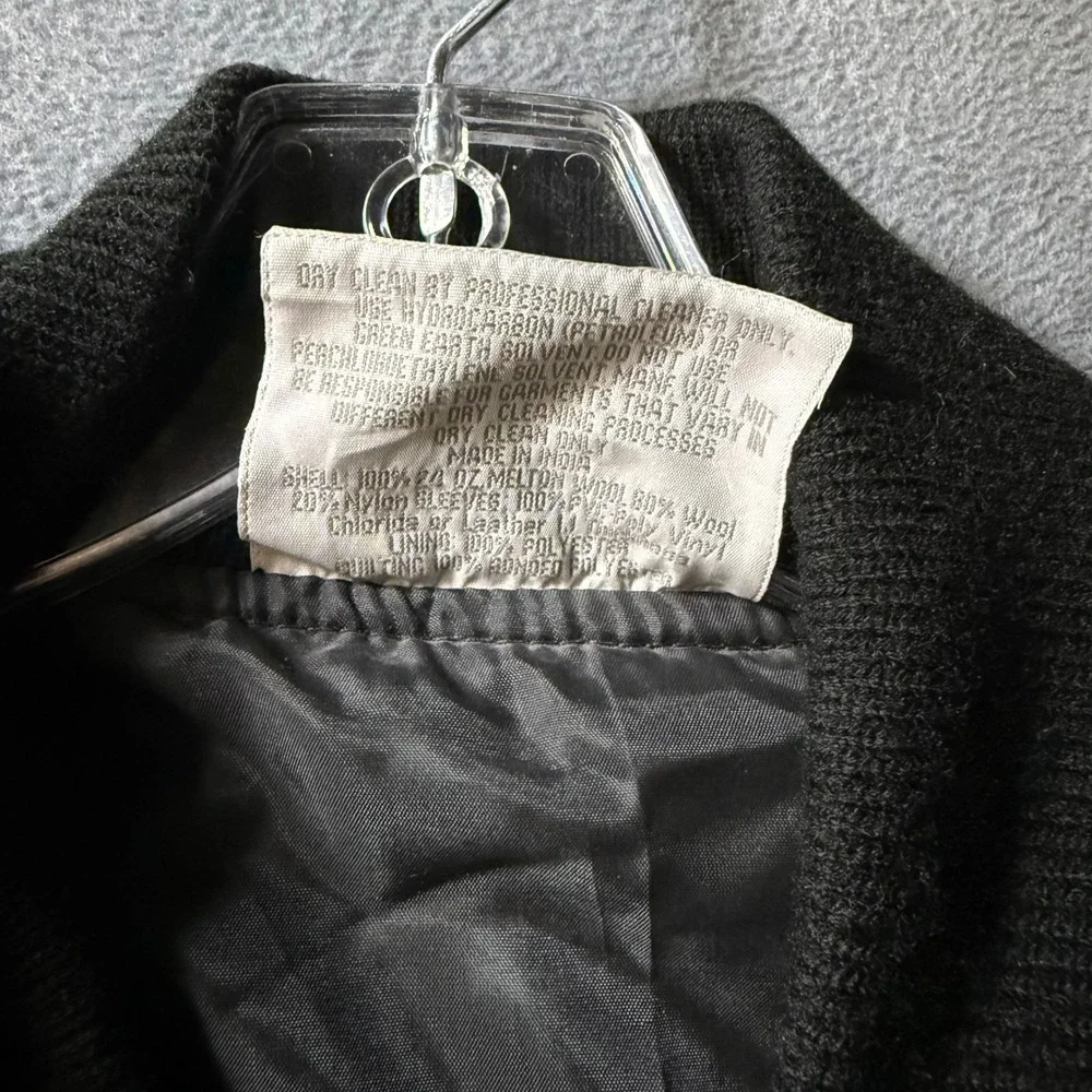 Vintage Dalfour Michigan Wolverines Varsity Jacket Wool Leather Small Black